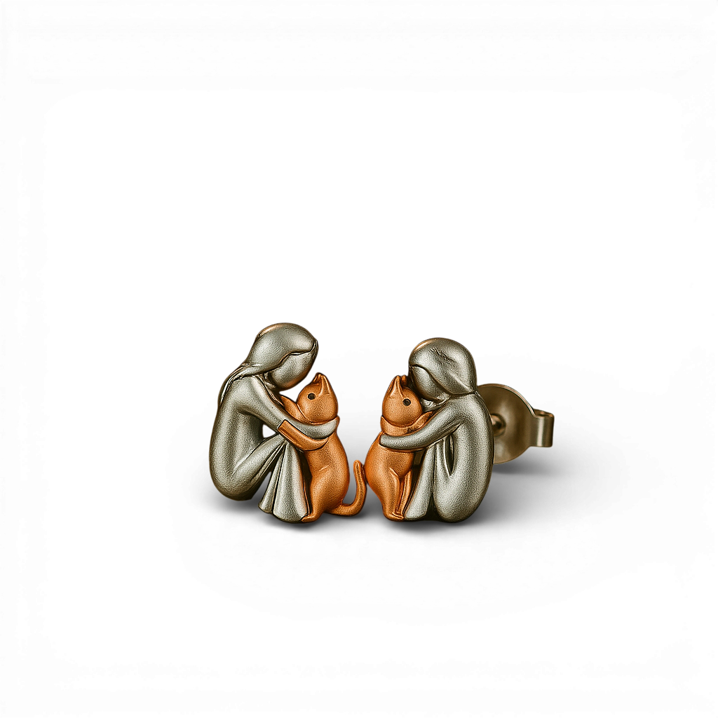 Tofarvede Cat Hug-øreringe